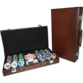 Фотография Набор для покера на 300 фишек (коричневый кожаный кейс) [=city]